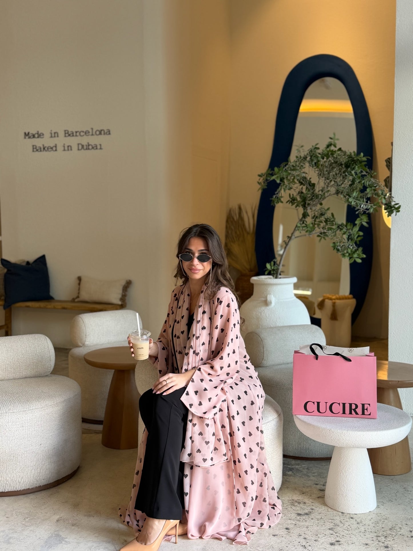 Printed Abaya - Blush Queen of Hearts