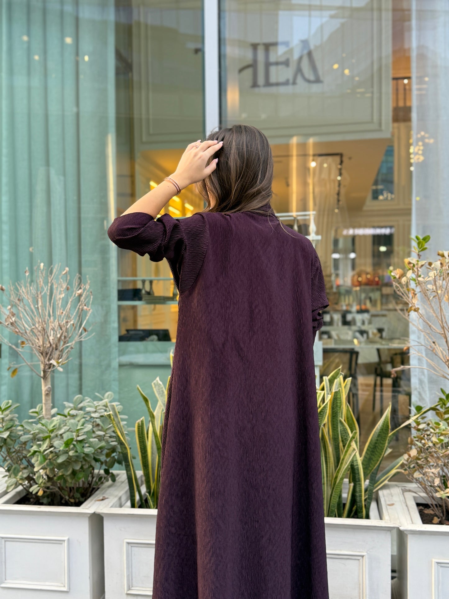 Burgundy Ribbed Abaya