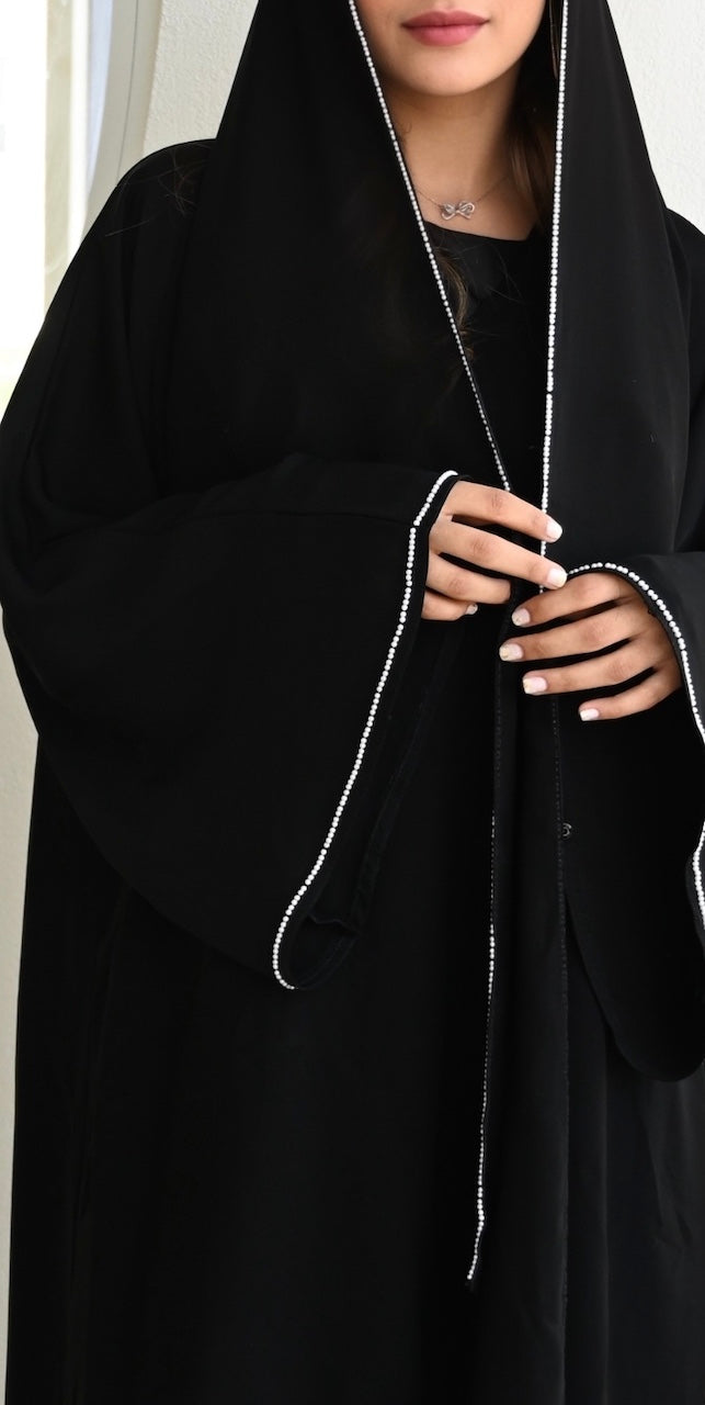 Dainty Pearl Abaya - Black