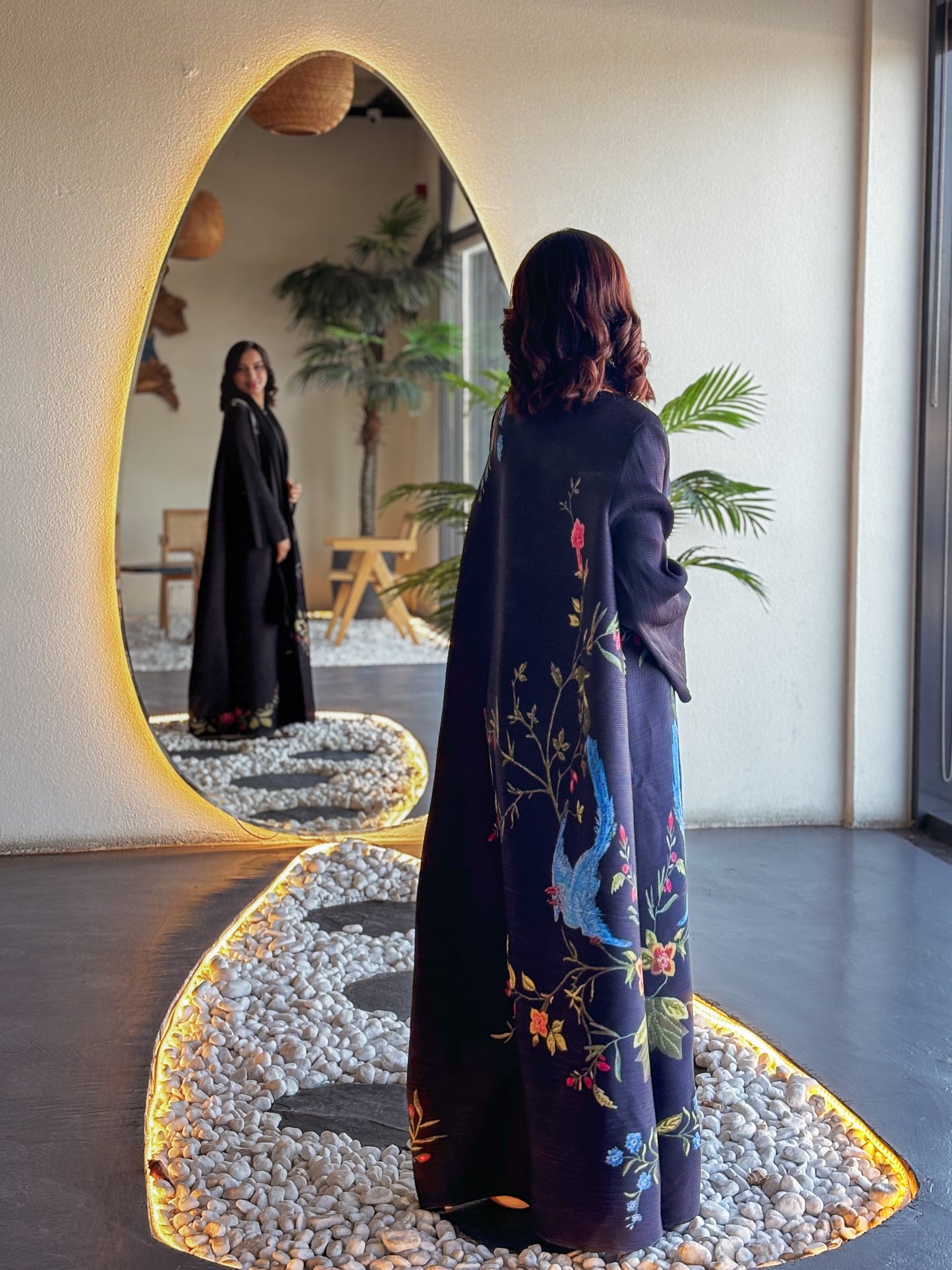 Printed Abaya - Nightingale Plisse