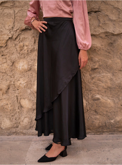 Blush and black skirt set