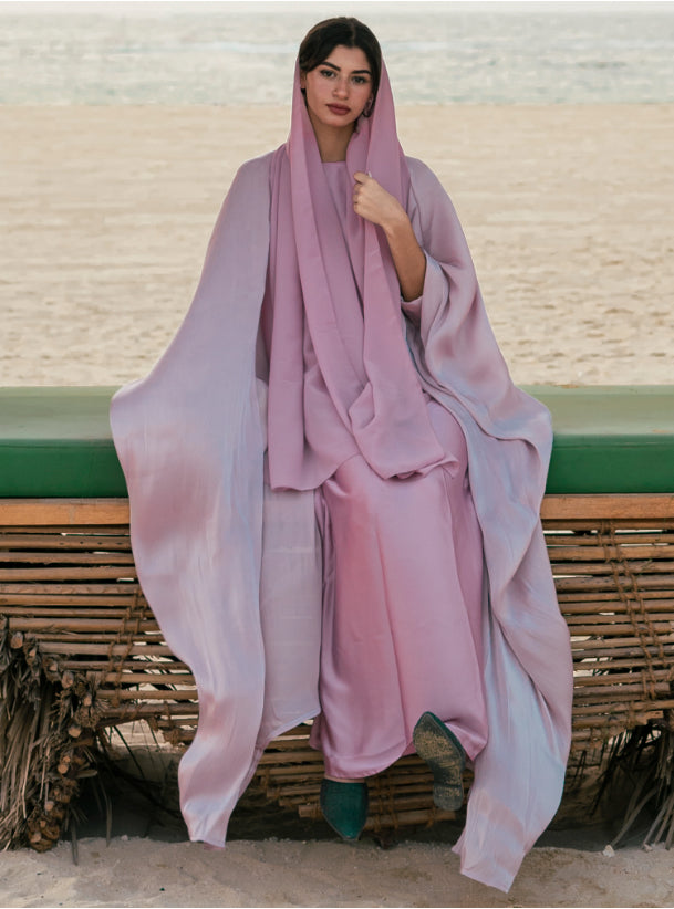 Shimmer bahraini abaya - Lilac color