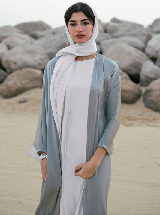 Shimmer bahraini abaya - blue color