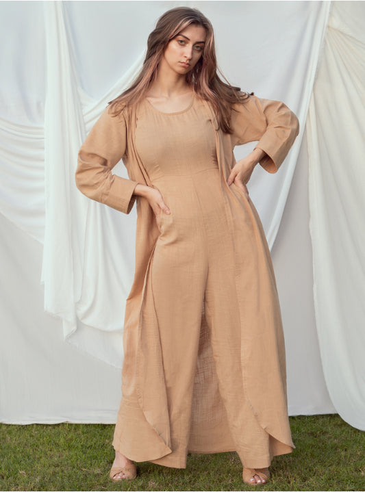 Contemporary Jumpsuit Set - Brownish Beige