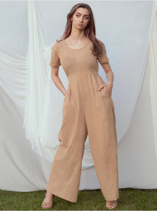 Linen Jumpsuit - brownish beige