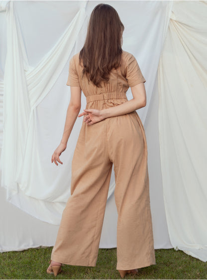 Linen Jumpsuit - brownish beige