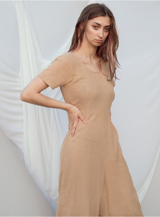 Linen Jumpsuit - brownish beige