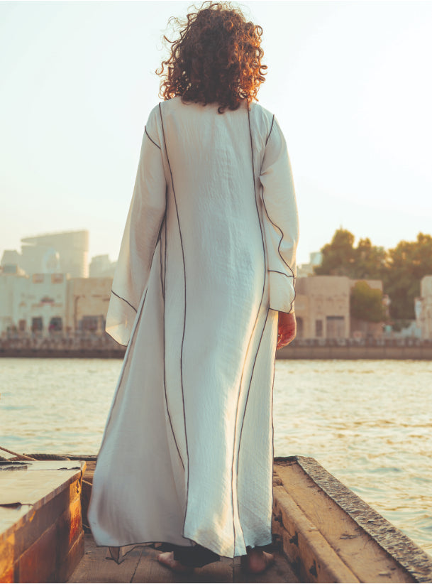 White Abaya - Black thread color