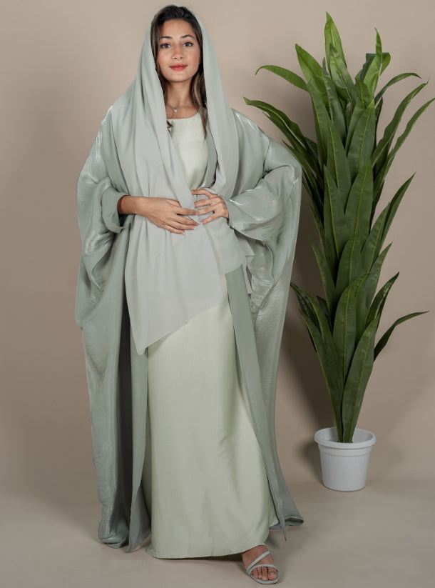 Shimmer bahraini abaya - Sage green