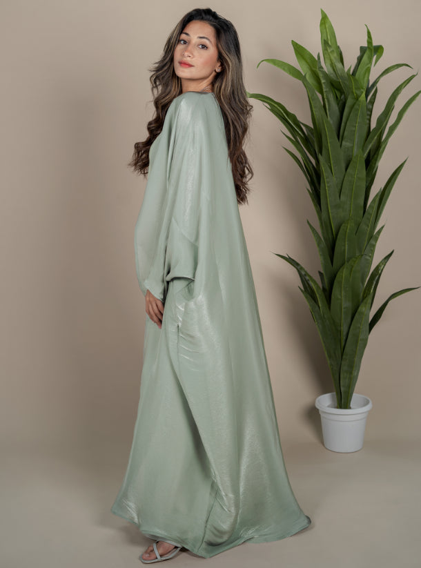 Shimmer bahraini abaya - Sage green