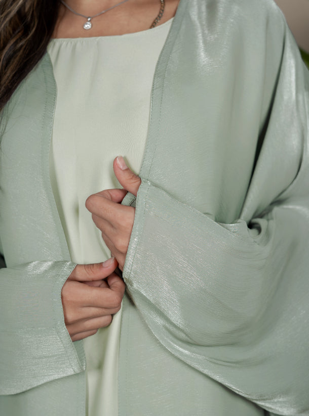 Shimmer bahraini abaya - Sage green