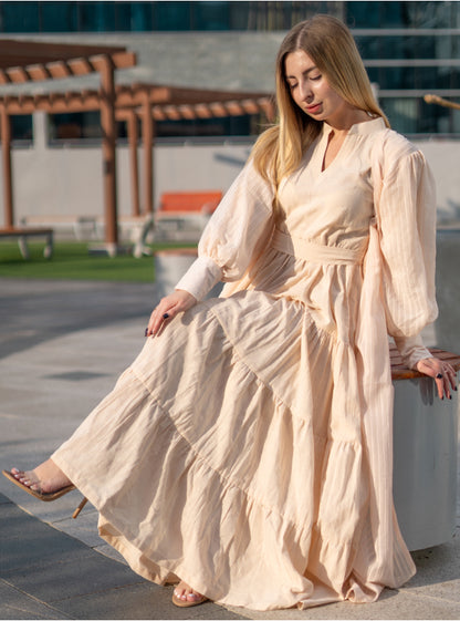 Linen Maxi Set - Peach