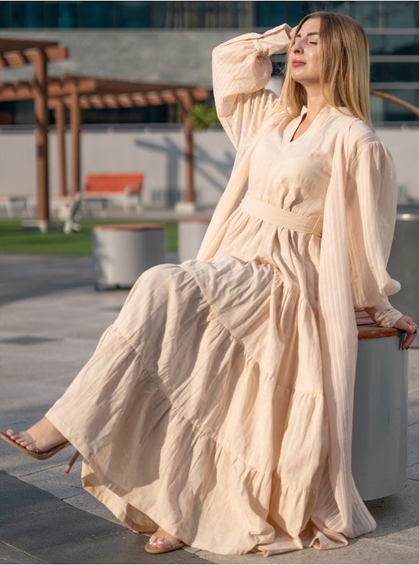 Linen Maxi Set - Peach