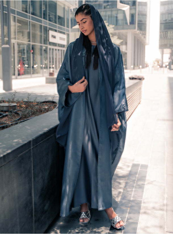 Metallic blue abaya