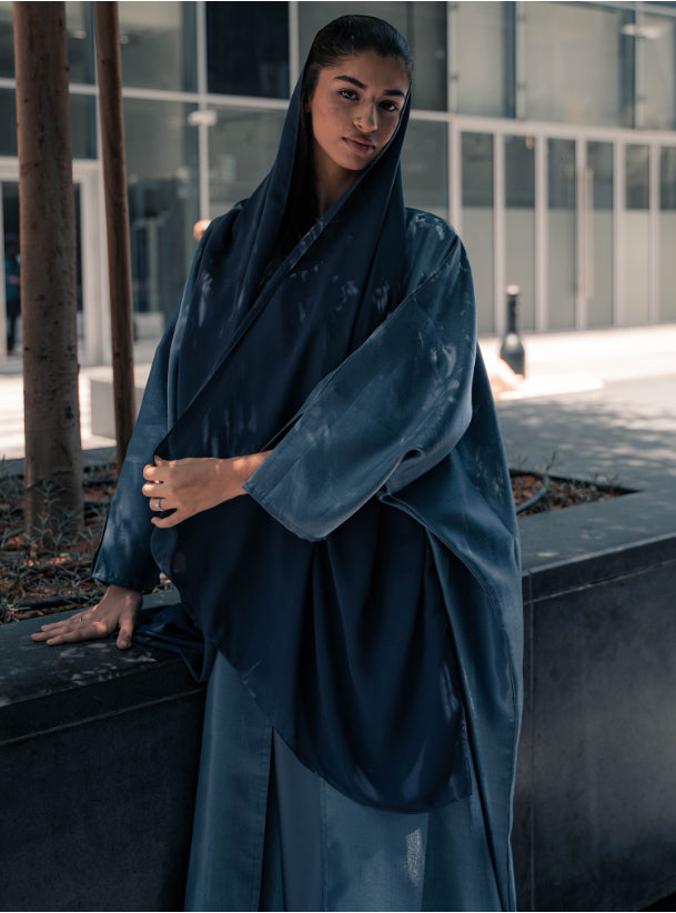 Metallic blue abaya