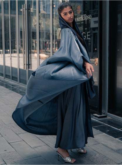 Metallic blue abaya