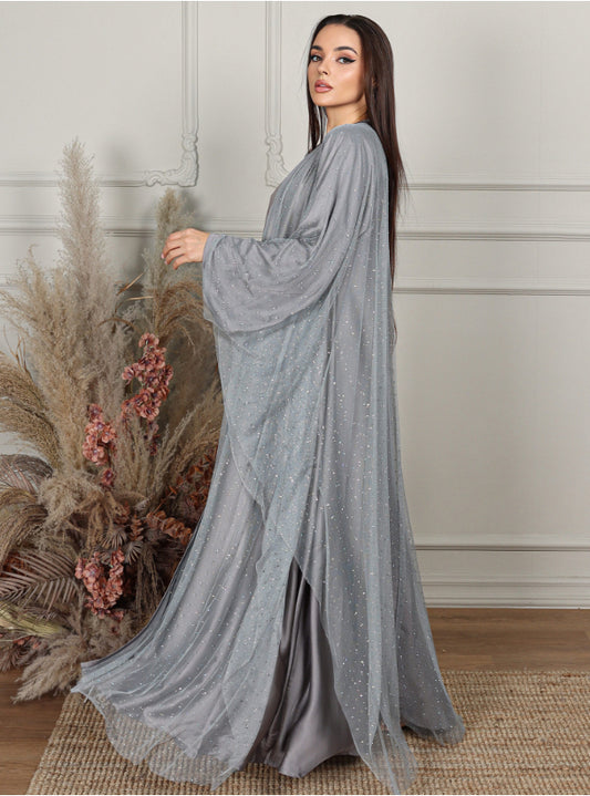 Rhinestone Tulle abaya