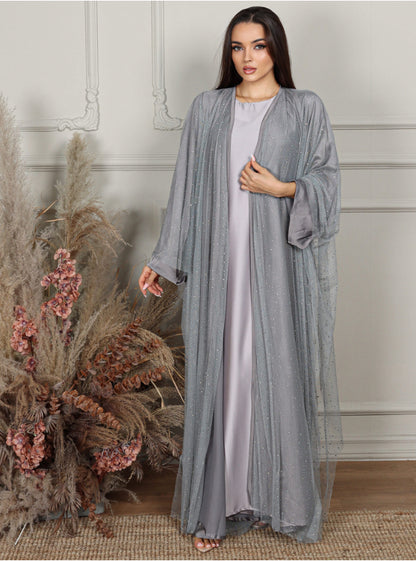 Rhinestone Tulle abaya