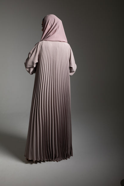 pleated abaya dress Luxury Puff Sleeve Collar Pleated Abaya Dress #261238