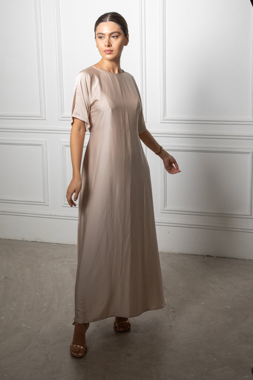 Shimmer Double Abaya - Gold Peach Shade