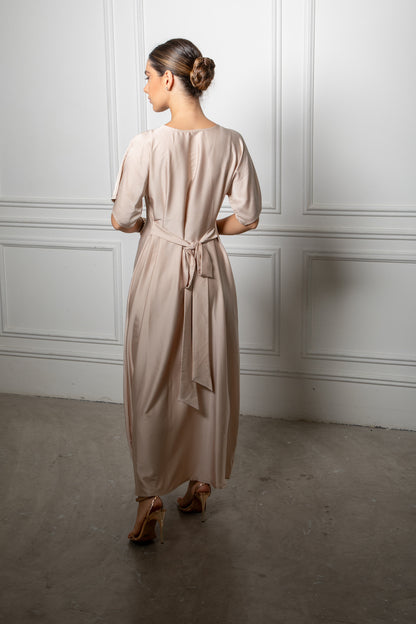 Shimmer Double Abaya - Gold Peach Shade