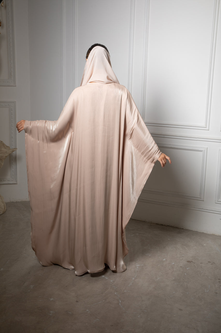 Shimmer Double Abaya - Gold Peach Shade