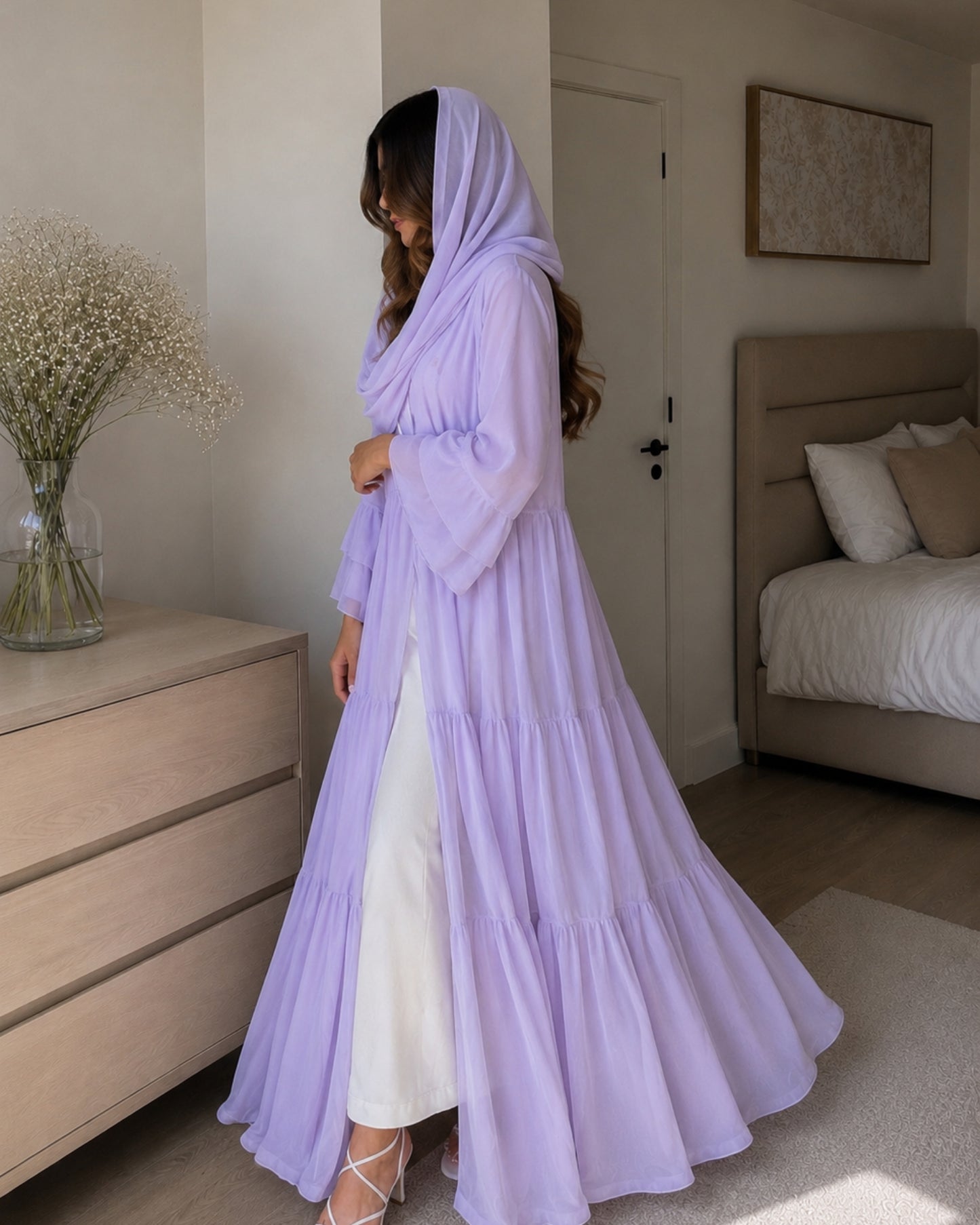Lilac Layered Abaya