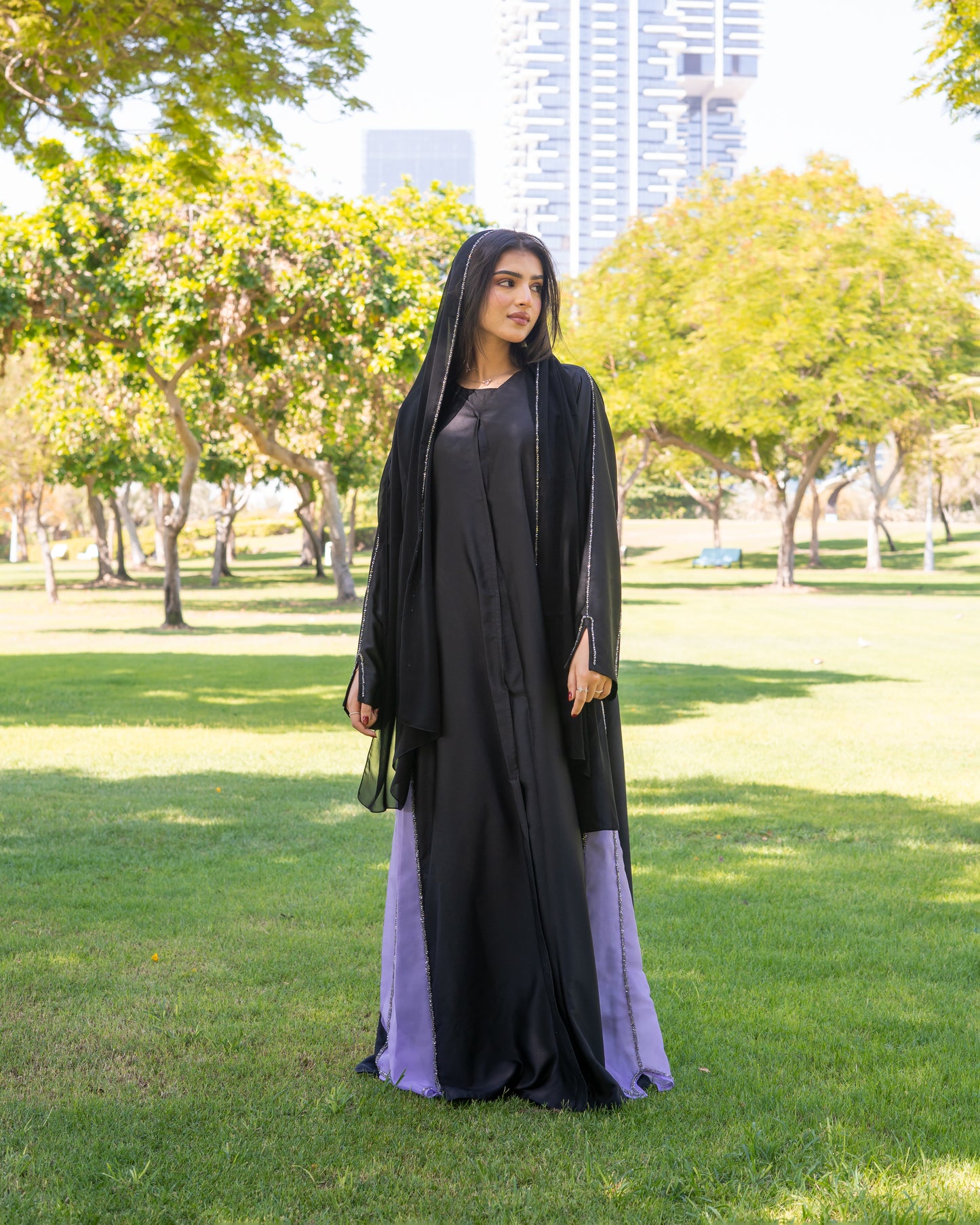 Irina Diamond Abaya - purple organza