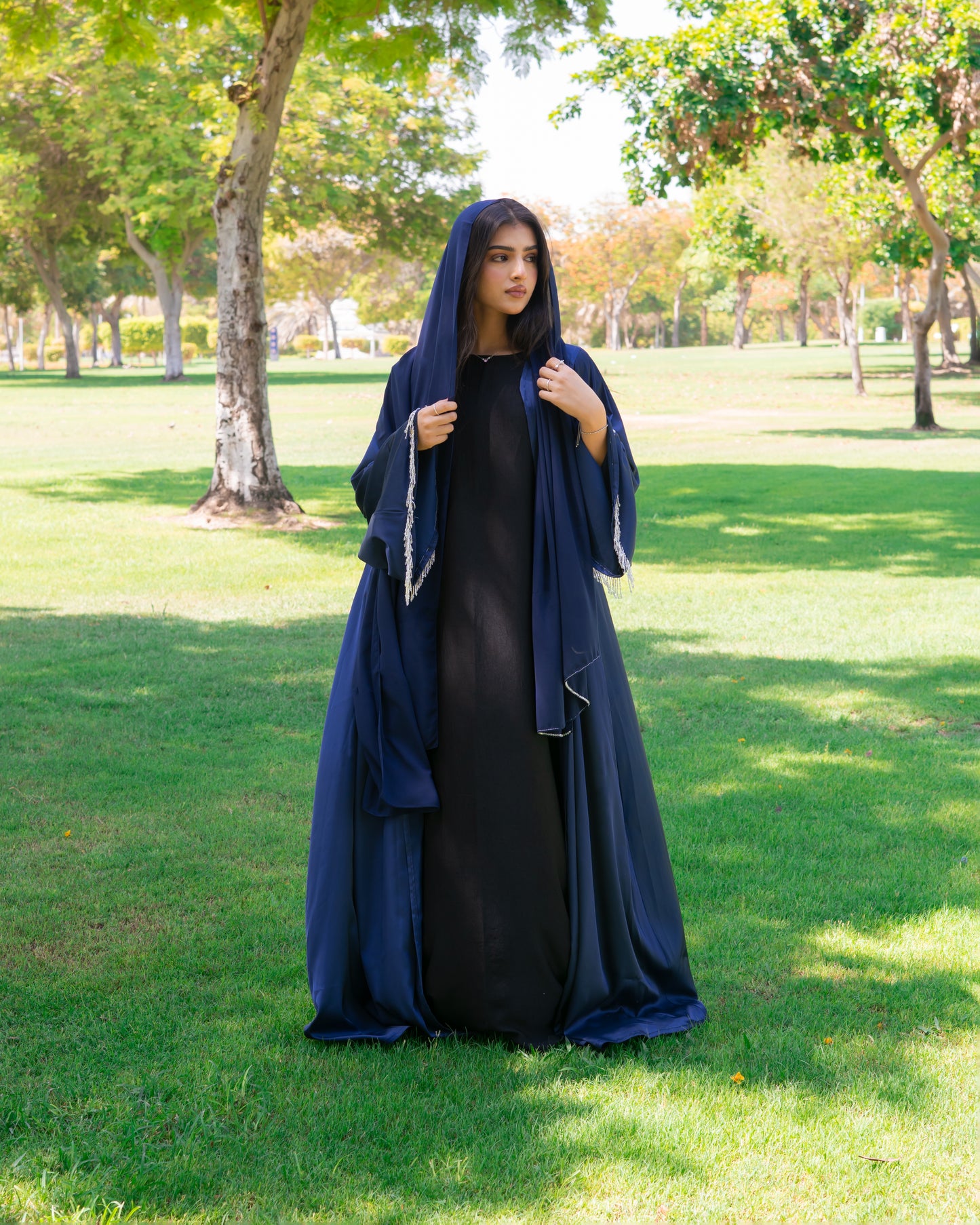 Crystal Abaya - Navy Blue