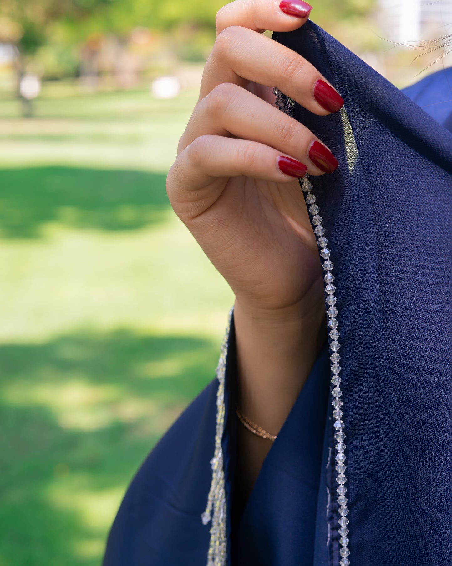 Crystal Abaya - Navy Blue