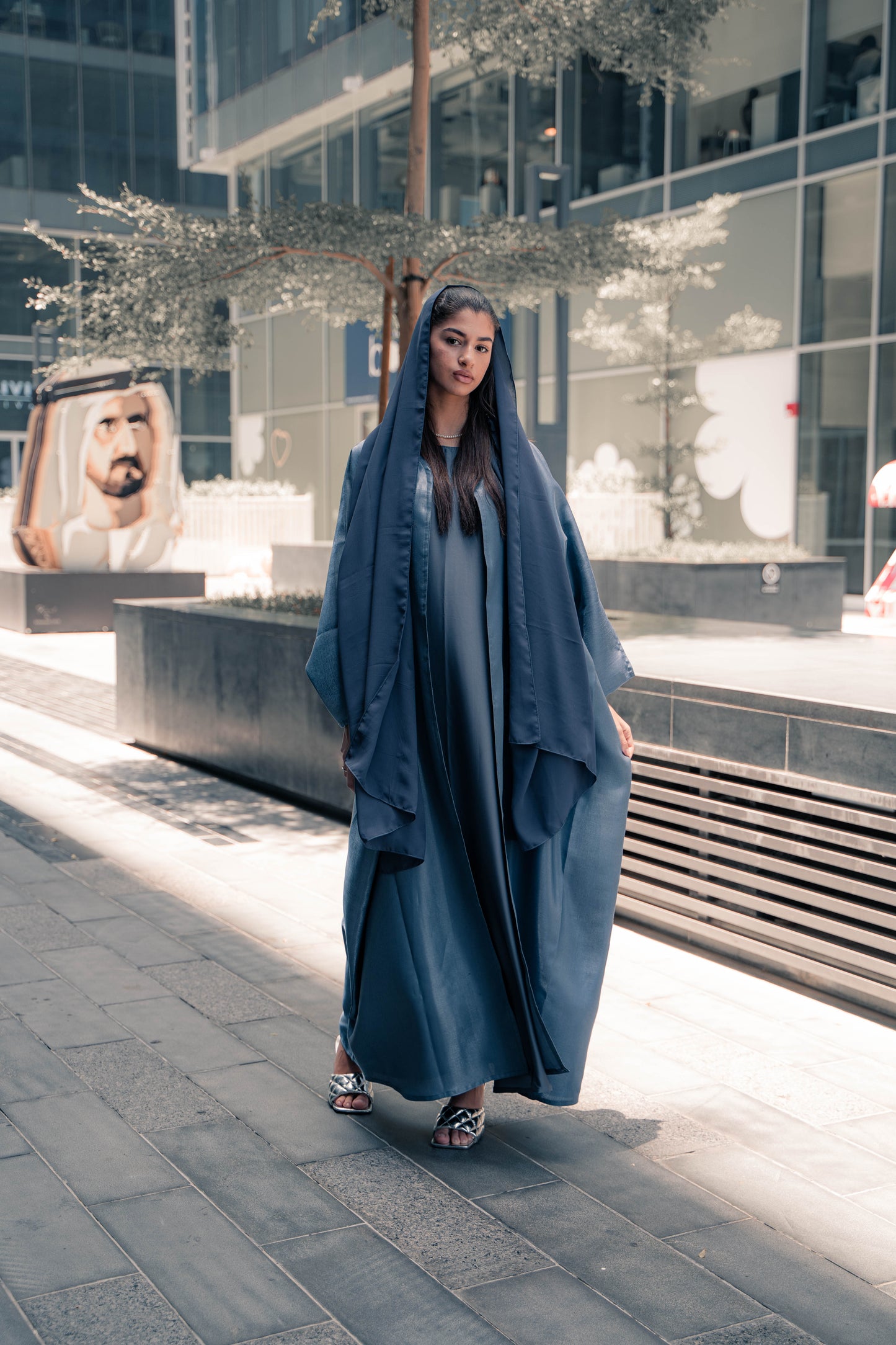 Metallic blue abaya