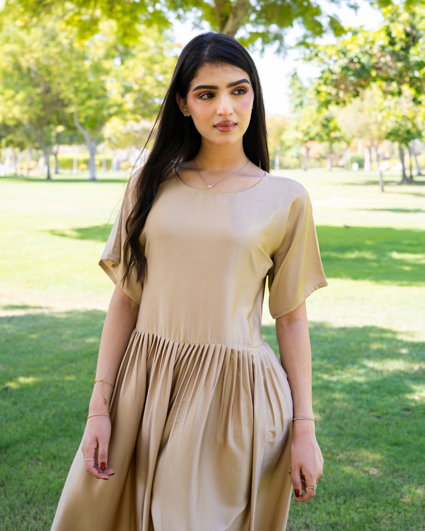 Pleated Silk Dress