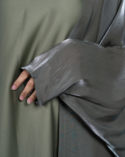 Shimmer bahraini abaya - olive green