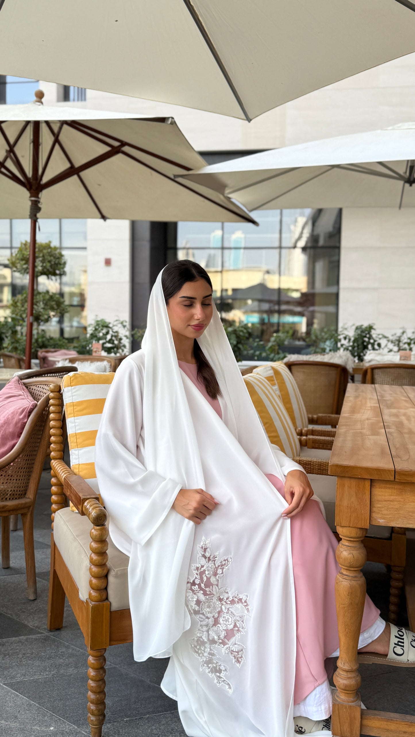 Ivory Bloom Abaya