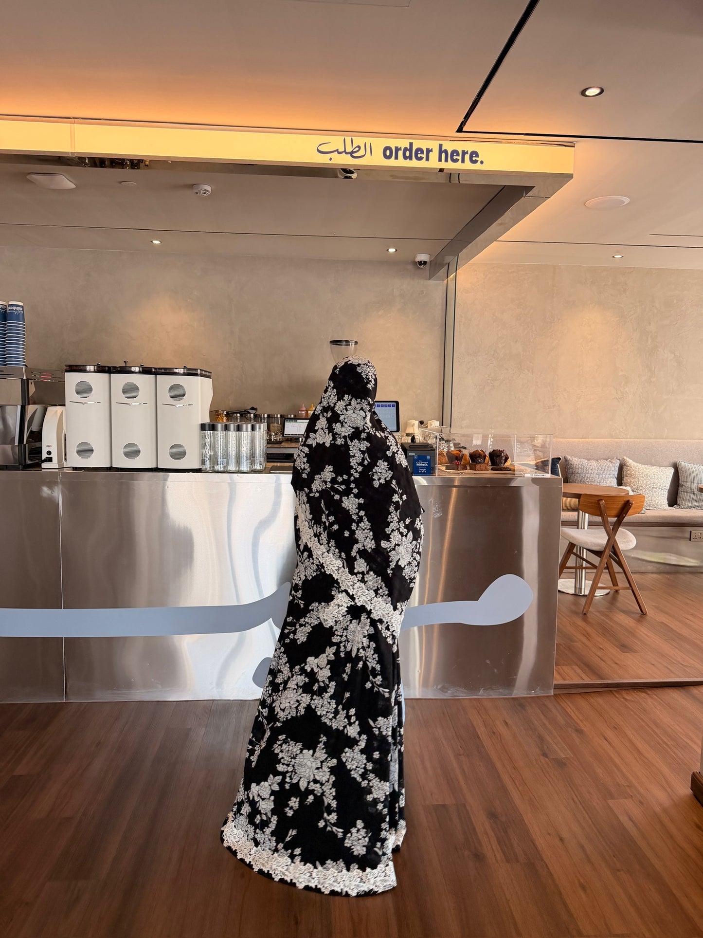Printed Linen Abaya - Frosted Petals