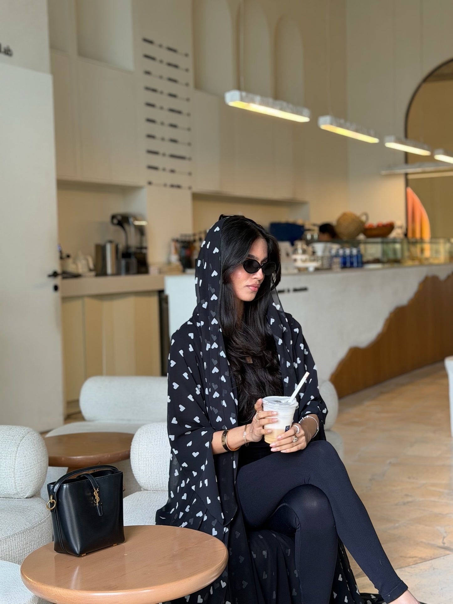 Printed Abaya - Midnight Queen of Hearts