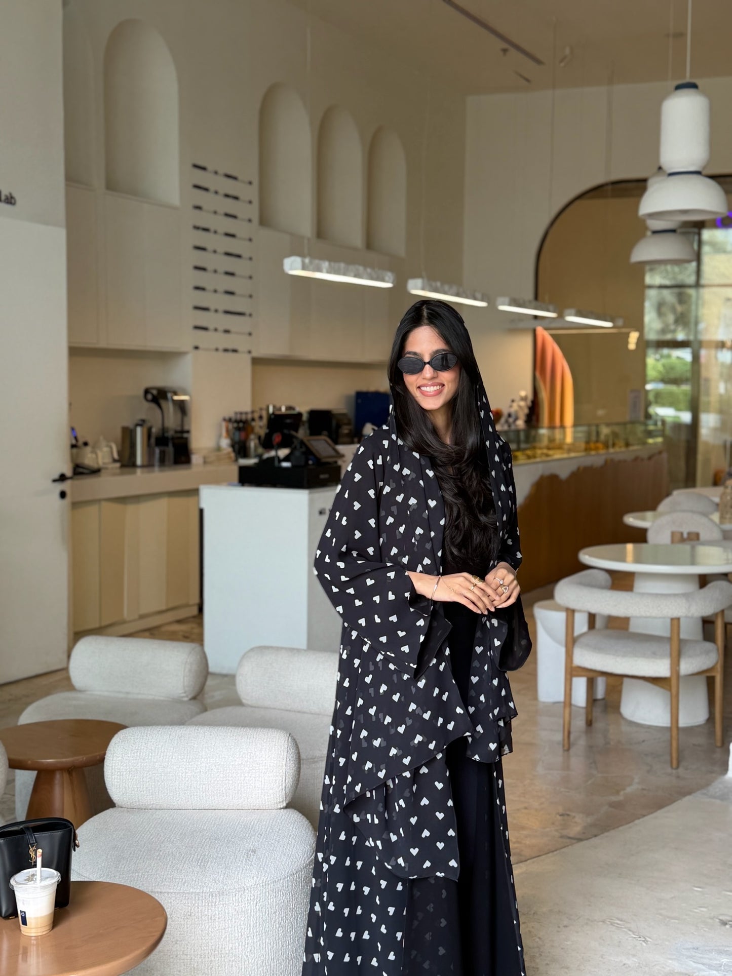 Printed Abaya - Midnight Queen of Hearts