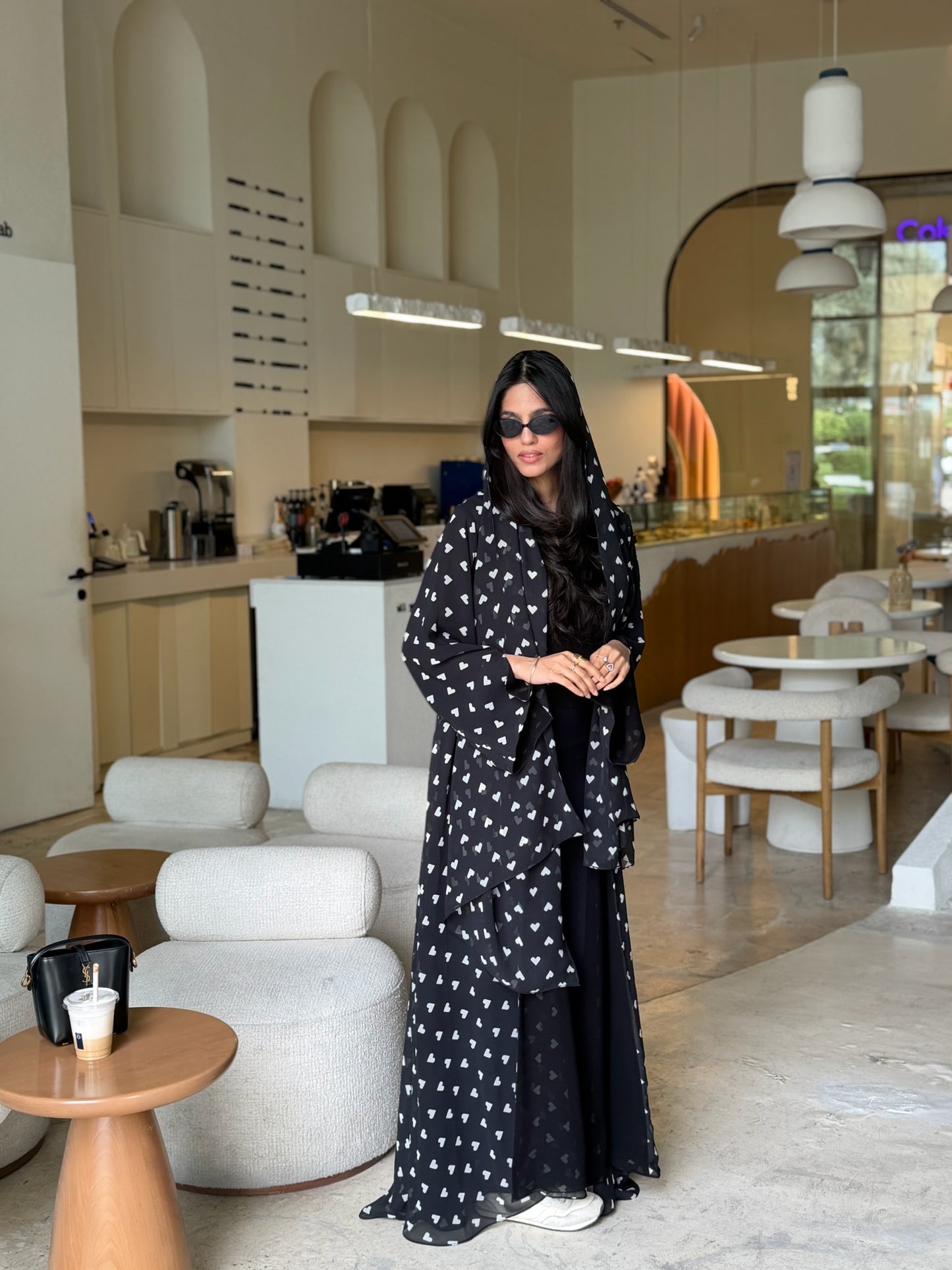 Printed Abaya - Midnight Queen of Hearts