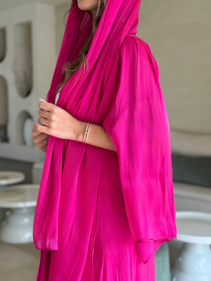 Shimmer Abaya - Ruby Pink