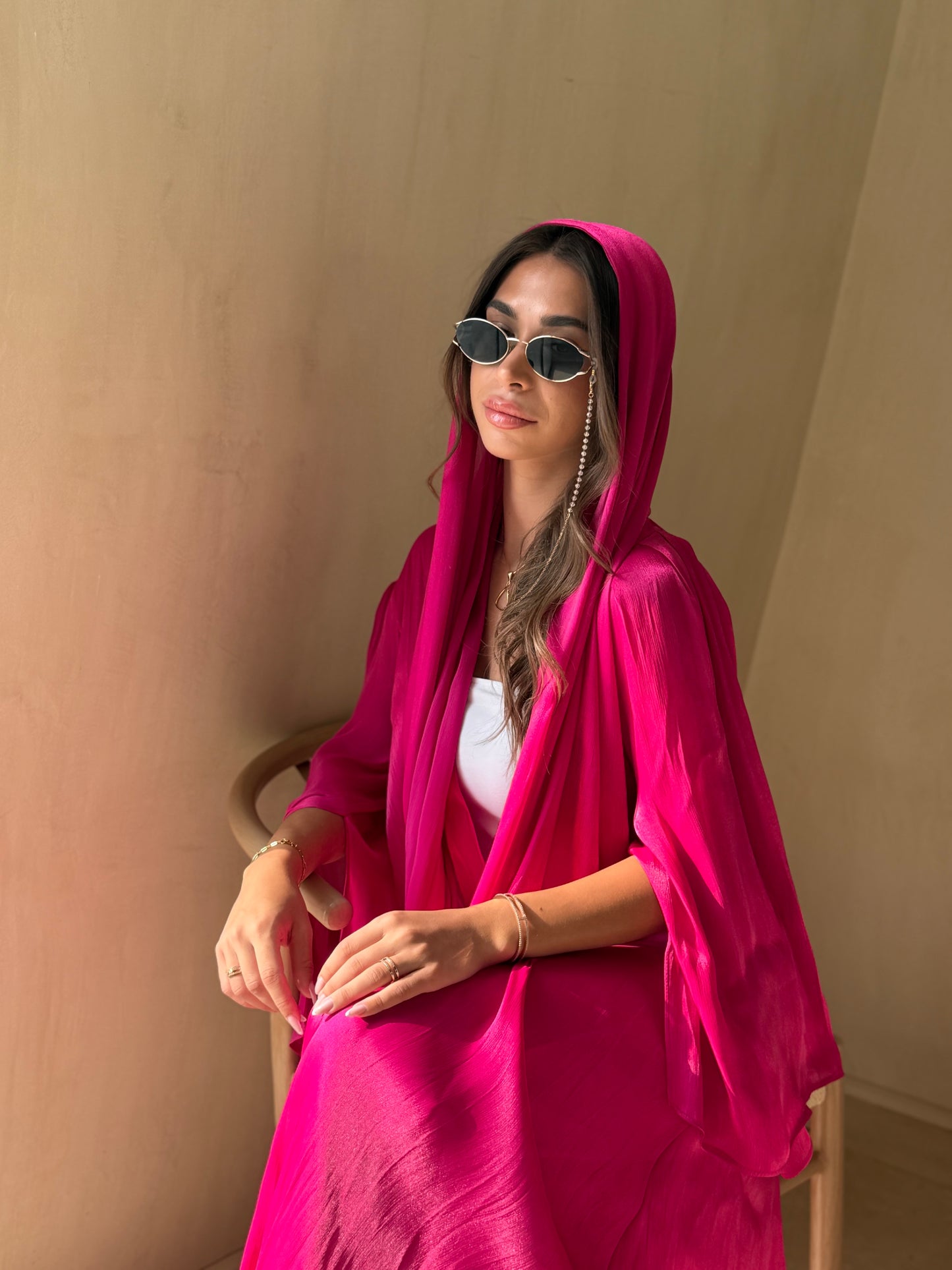 Shimmer Abaya - Ruby Pink