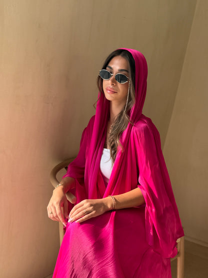 Shimmer Abaya - Ruby Pink