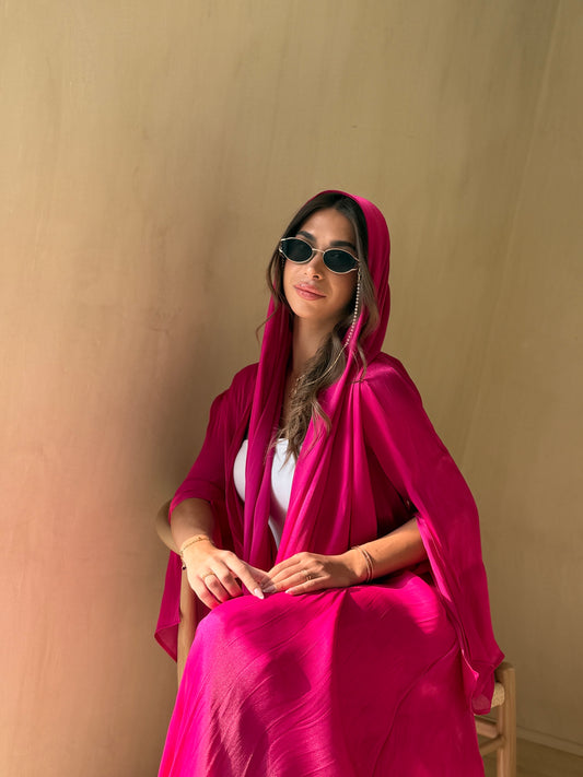 Shimmer Abaya - Ruby Pink