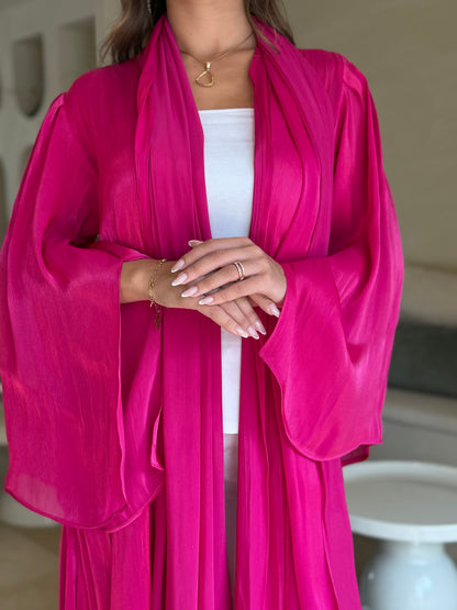 Shimmer Abaya - Ruby Pink