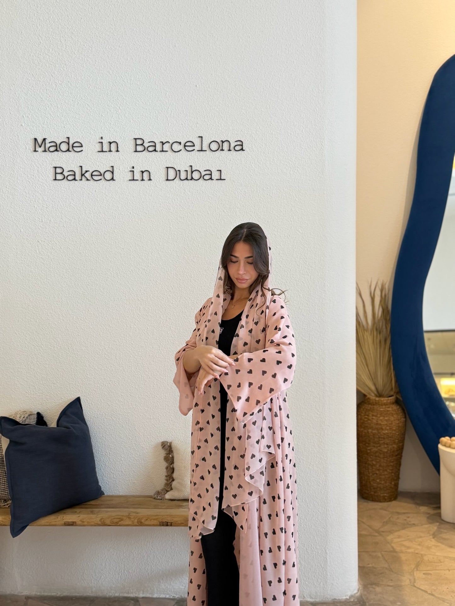 Printed Abaya - Blush Queen of Hearts