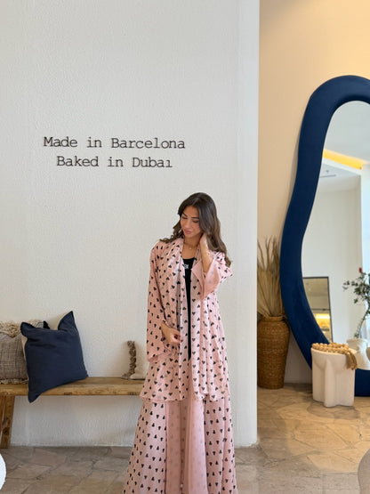 Printed Abaya - Blush Queen of Hearts