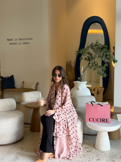 Printed Abaya - Blush Queen of Hearts