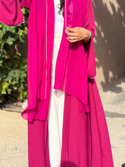 Dainty Pearl Abaya - Magenta