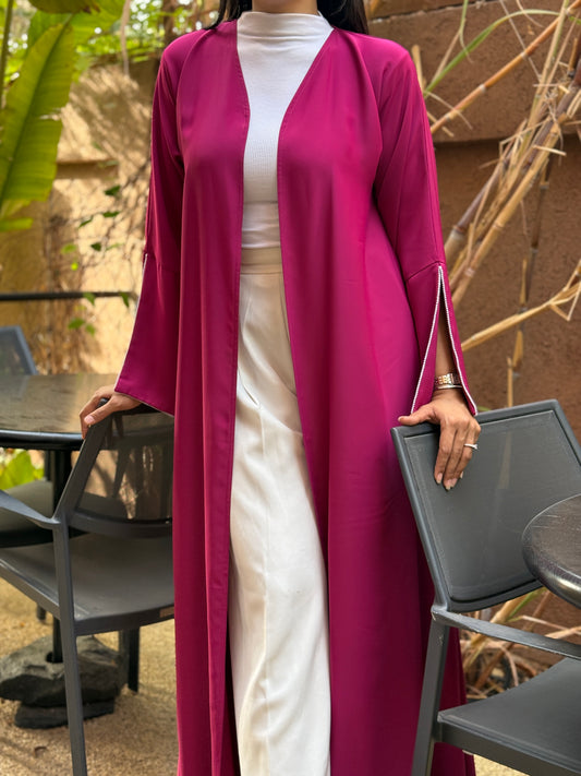 Dainty Pearl Abaya - Magenta