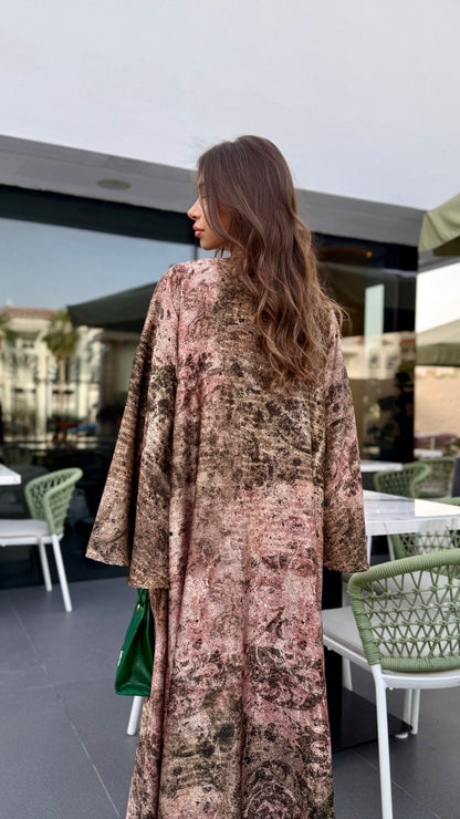 Silk Pixel Abaya - Forest Green