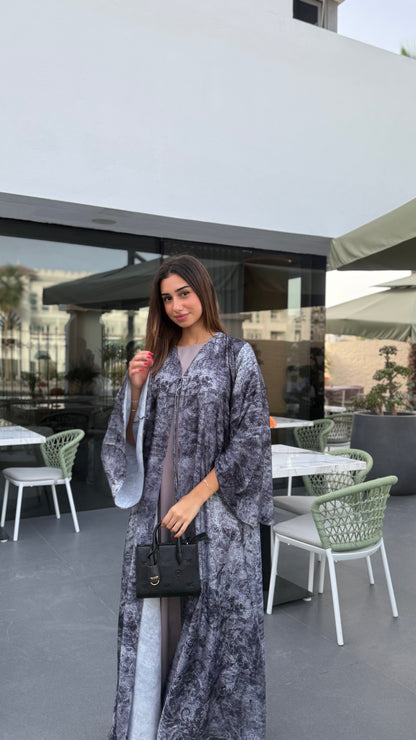 Silk Pixel Abaya - Moonlight Grey